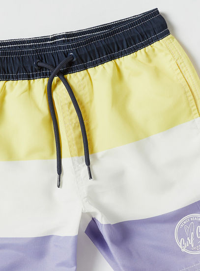 Panelled Shorts with Drawstring Closure and Pocket