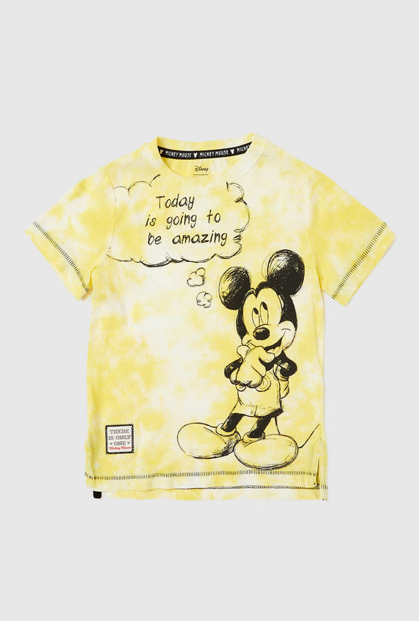 Mickey Mouse Print T-shirt with Round Neck and Short Sleeves-undefined-2