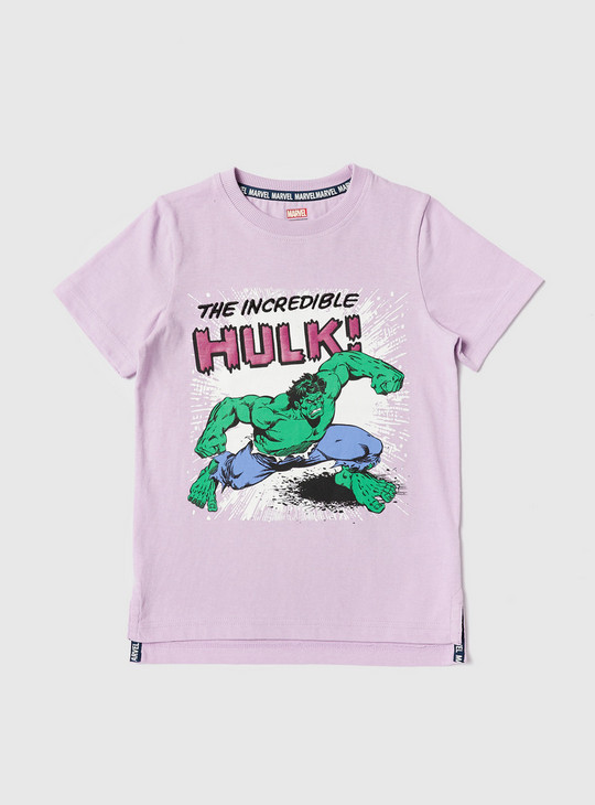 Hulk Print Round Neck T-shirt and Shorts Set