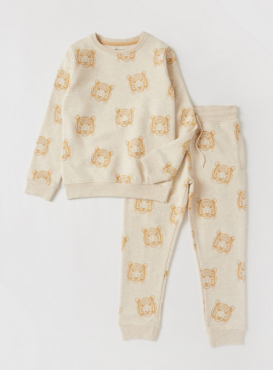 Tiger Print Sweatshirt and Jog Pants Set