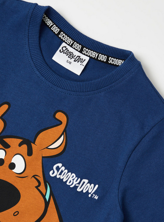 Scooby-Doo Print BCI Cotton T-shirt with Round Neck and Short Sleeves