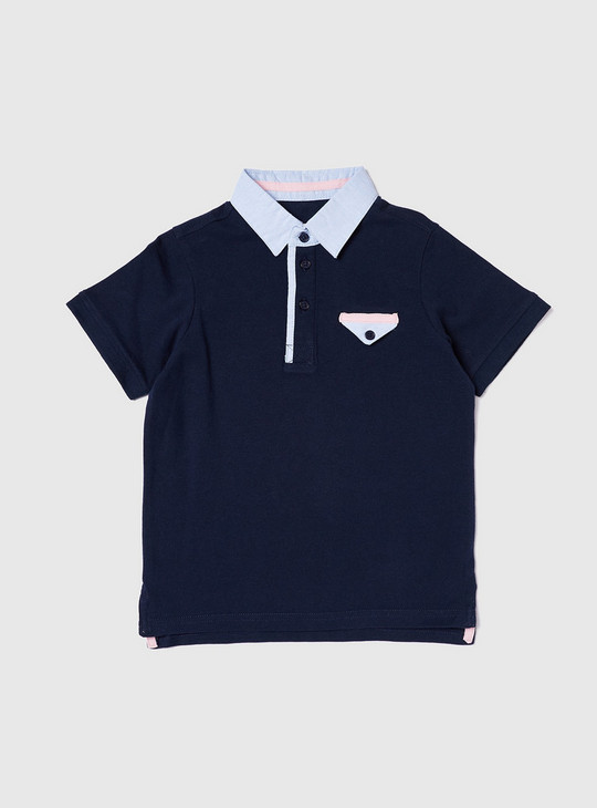 Solid Polo T-shirt and Shorts Set