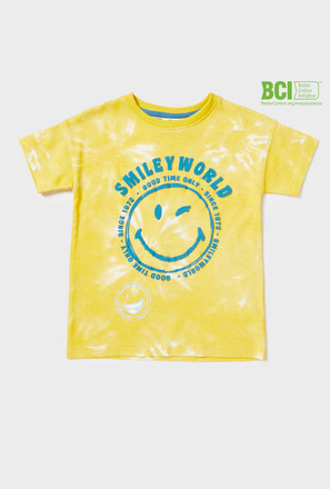 SMILEYWORLD® Print BCI Cotton T-shirt with Short Sleeves and Round Neck