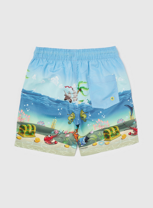 Printed Swim Shorts with Drawstring Closure