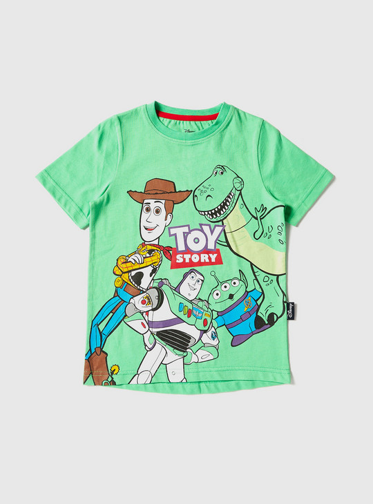 Toy Story Print Crew Neck T-shirt and Shorts Set