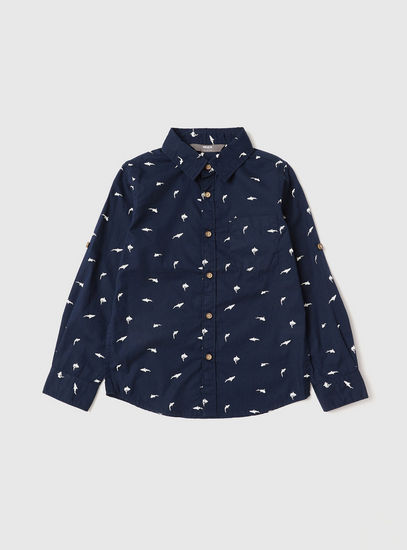 Printed Long Sleeves Shirt with Button Closure and Pocket