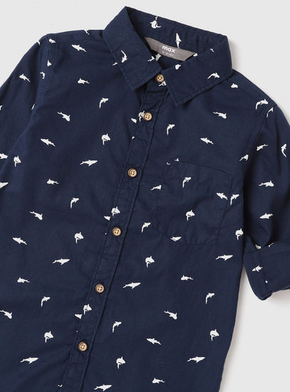 Printed Long Sleeves Shirt with Button Closure and Pocket