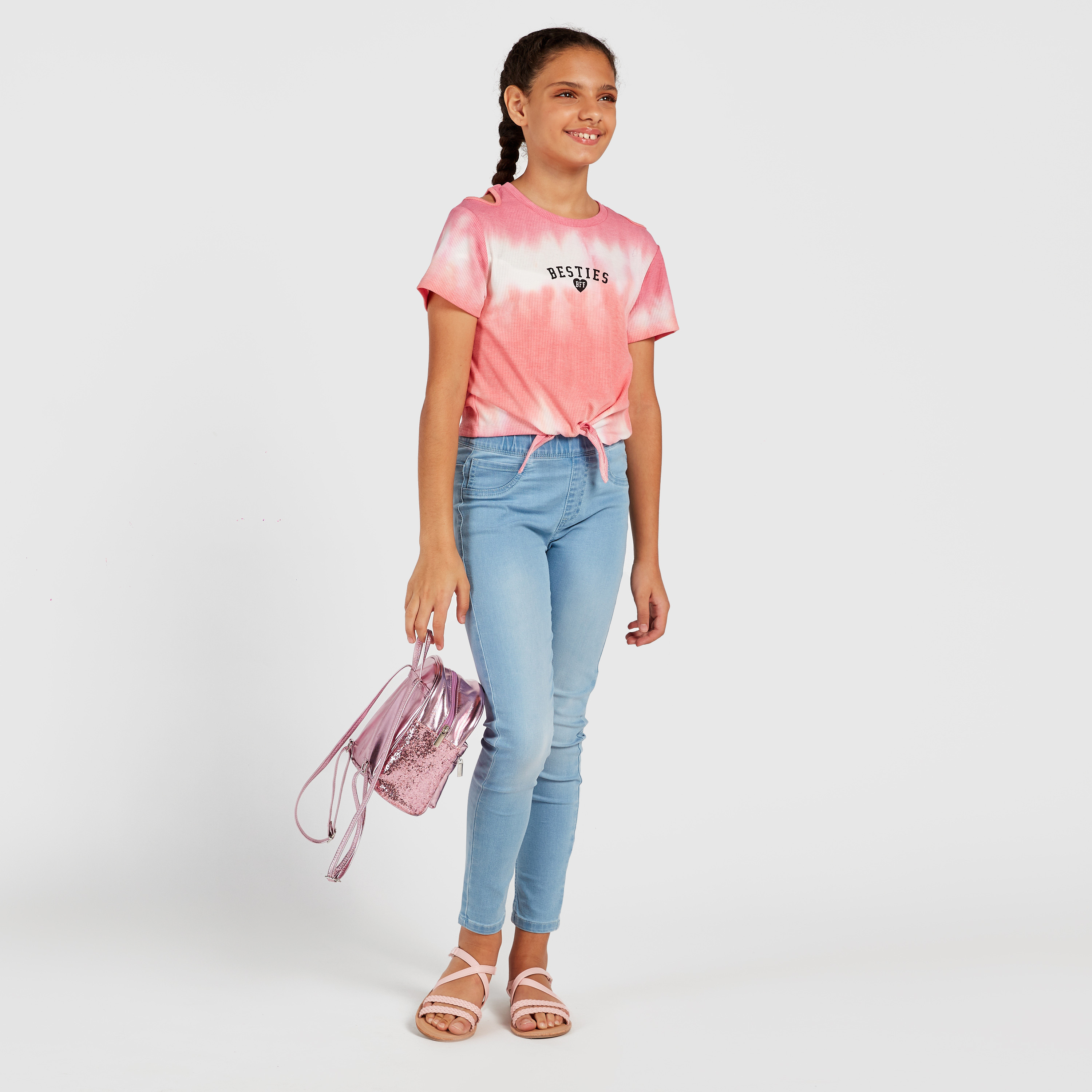 Solid Mid-Rise Jeggings with Pockets 