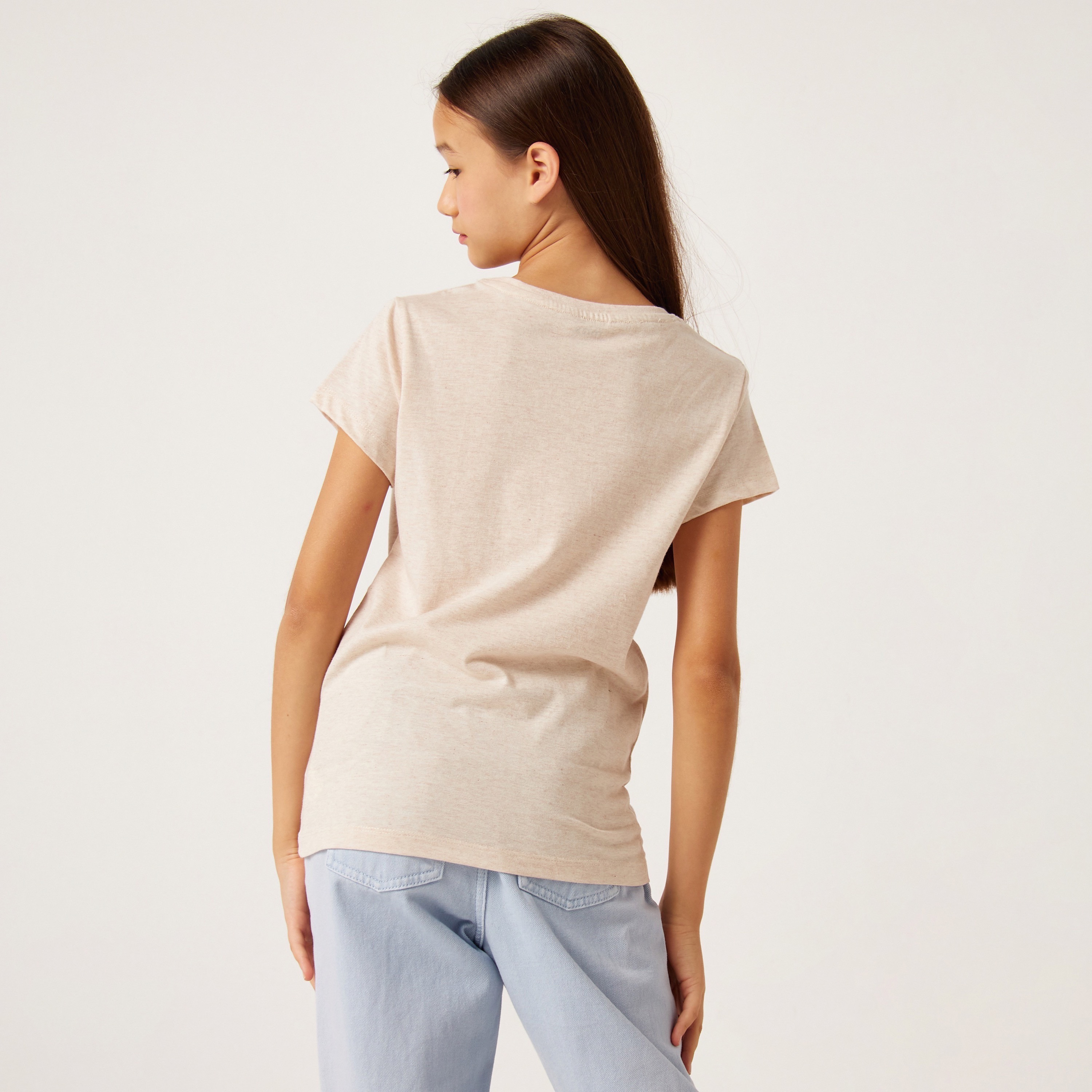 Graphic Print T-shirt with Round Neck 