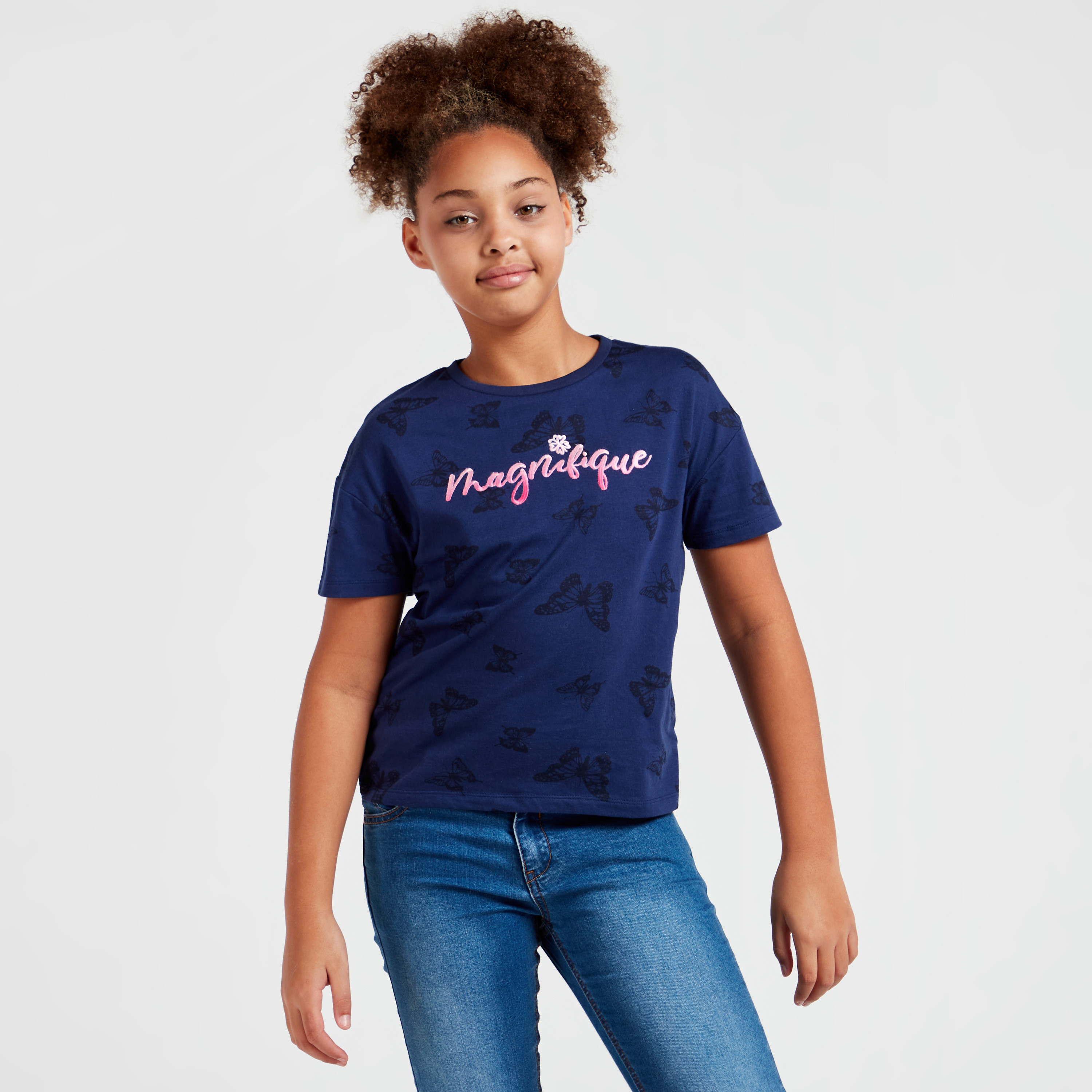 Printed Boxy T-shirt with Round Neck 