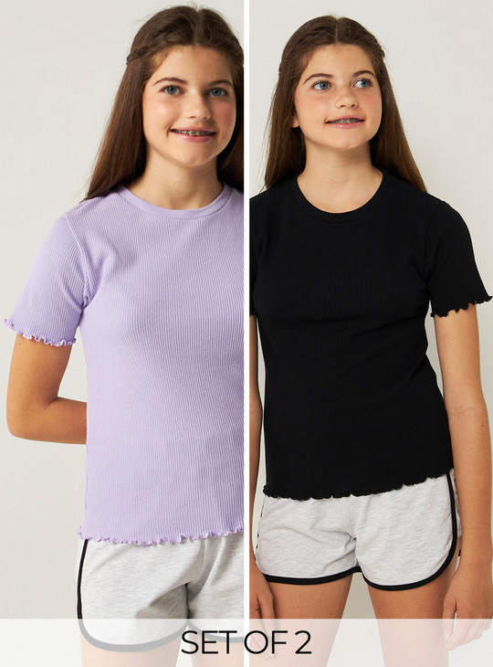 Set of 2 - Textured Top with Short Sleeves
