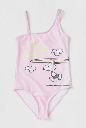 Snoopy Print Sleeveless Swimsuit