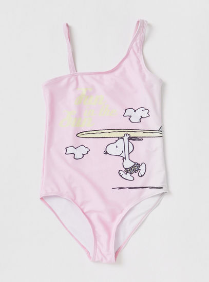 Snoopy Print Sleeveless Swimsuit