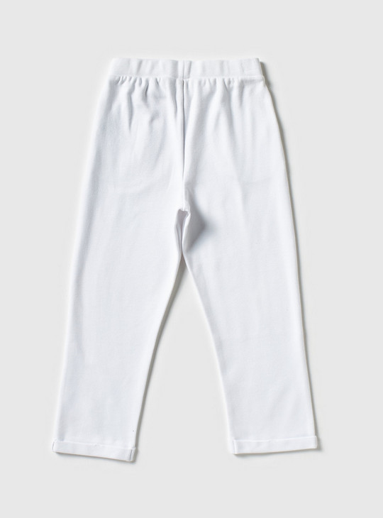 Solid Trousers with Elasticised Waistband and Studded Pocket Trim