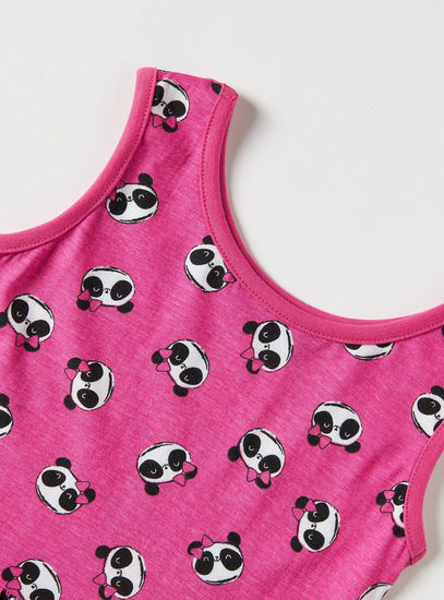 All Over Panda Print Sleeveless A-line Dress
