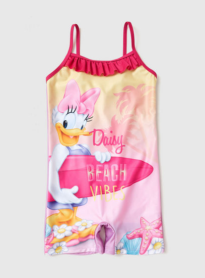 Daisy Duck Print Sleeveless Swimsuit