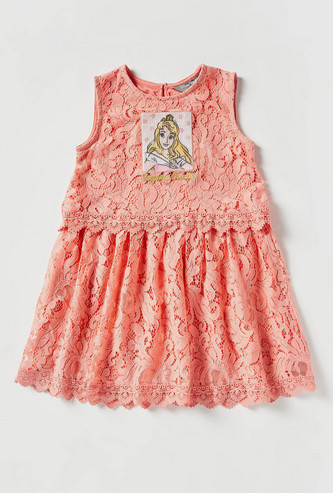 Sleeping Beauty Sleeveless Lace Dress with Button Closure