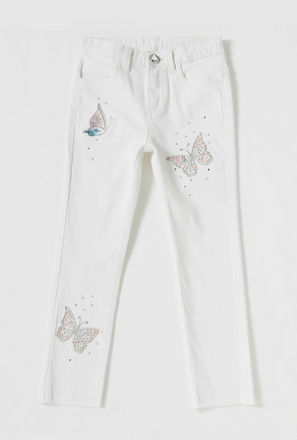 Embellished Jeans with Pockets and Button Closure-mxkids-girlstwotoeightyrs-clothing-bottoms-jeans-2