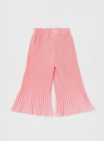 Textured Culottes with Elasticated Waistband and Bow Accent