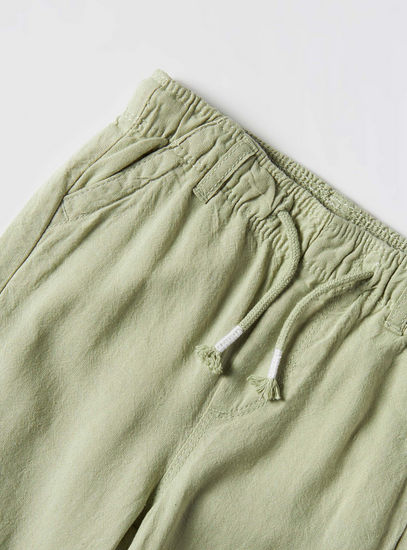 Solid Mid-Rise Pants with Drawstring Closure and Pockets-Trousers-image-1