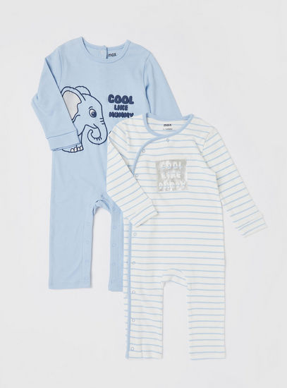 Set of 2 - Graphic Print Sleepsuit with Full Sleeves