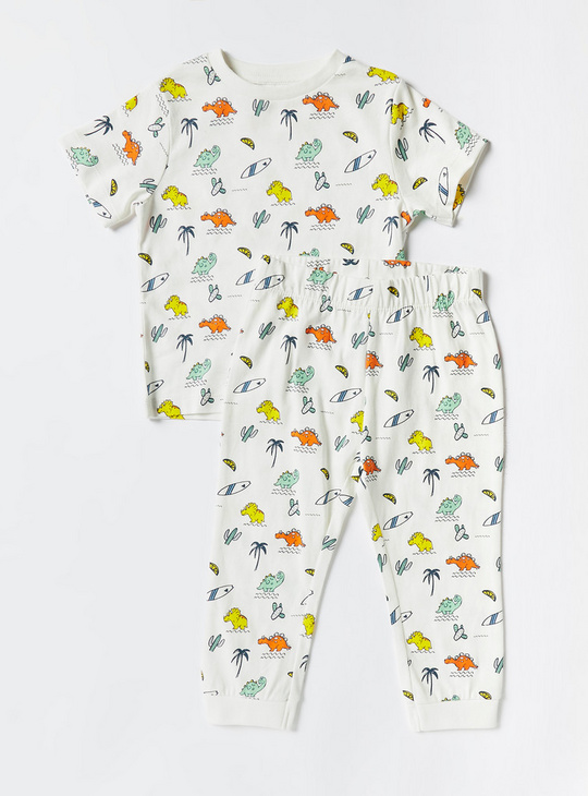 Dinosaur Print 4-Piece Nightwear Set