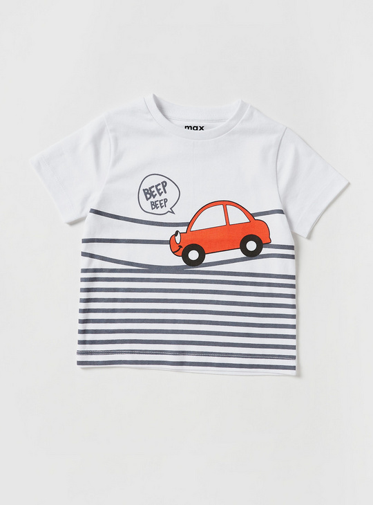 Printed 4-Piece T-shirt with Pyjama and Shorts Set