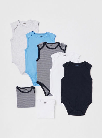 Set of 7 - Assorted Sleeveless Bodysuit with Snap Button Closure