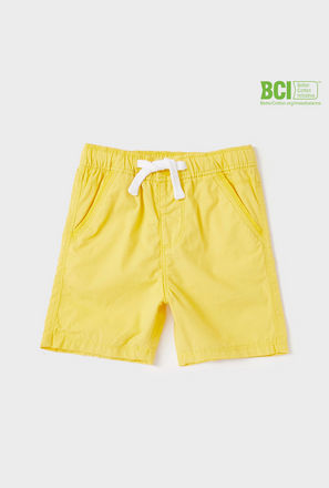 Solid BCI Cotton Shorts with Pockets and Drawstring Closure
