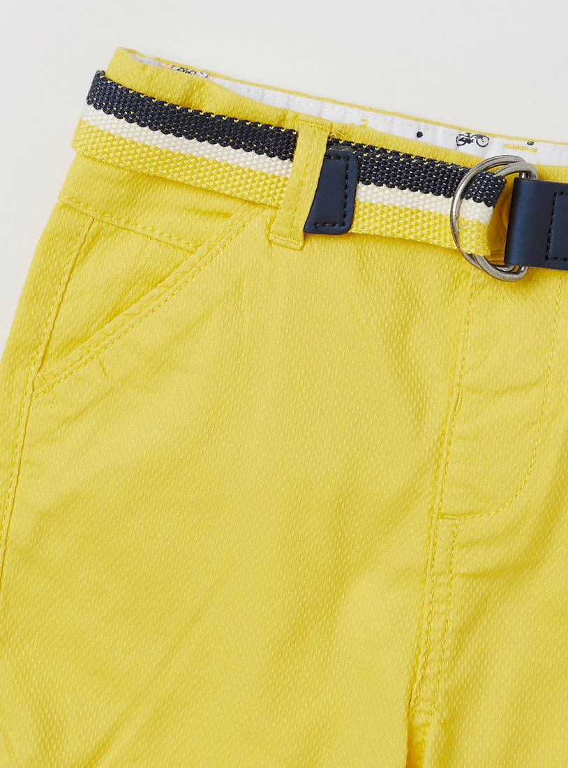 Textured Shorts with Belt and Pockets-Shorts-image-1