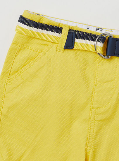Textured Shorts with Belt and Pockets