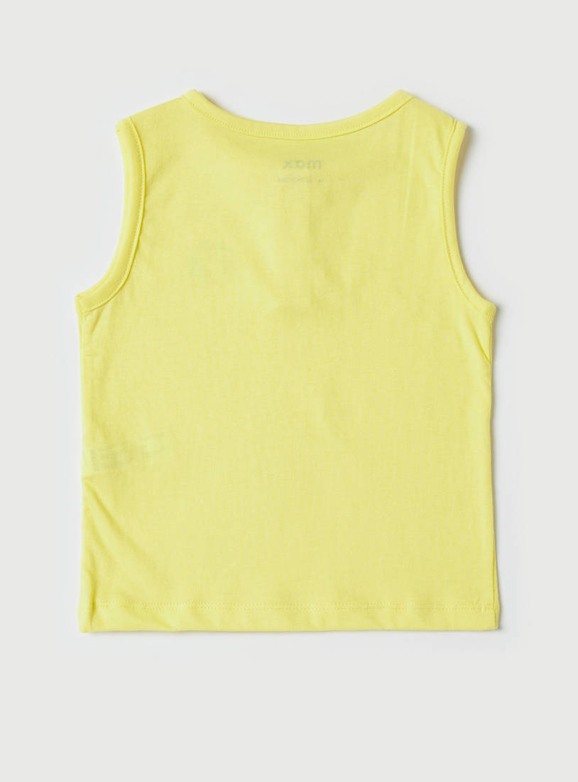 Solid Sleeveless T-shirt with Henley Neck-T-shirts-image-1