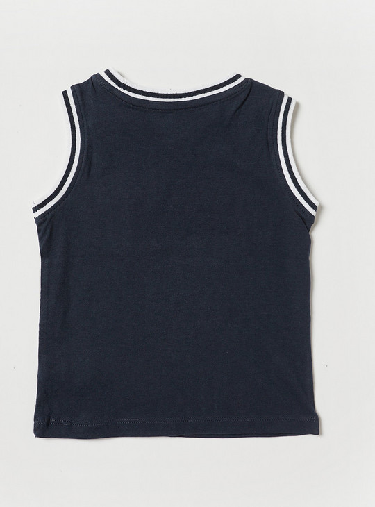 Solid Vest with Ribbed Trim and Round Neck