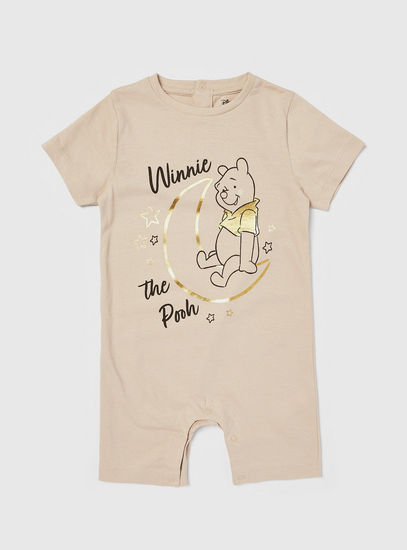 Winnie the Pooh Printed Romper with Short Sleeves
