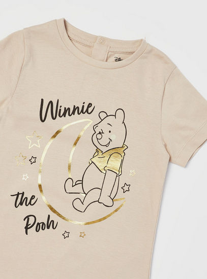 Winnie the Pooh Printed Romper with Short Sleeves