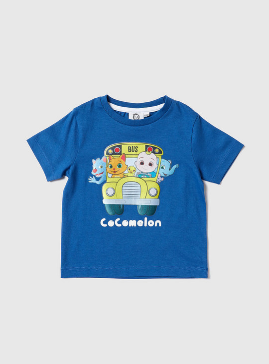 CocoMelon Print Round Neck T-shirt and Shorts Set