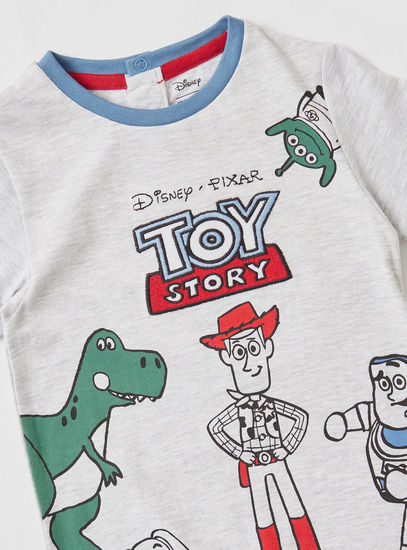Toy Story Print Round Neck Romper with Short Sleeves