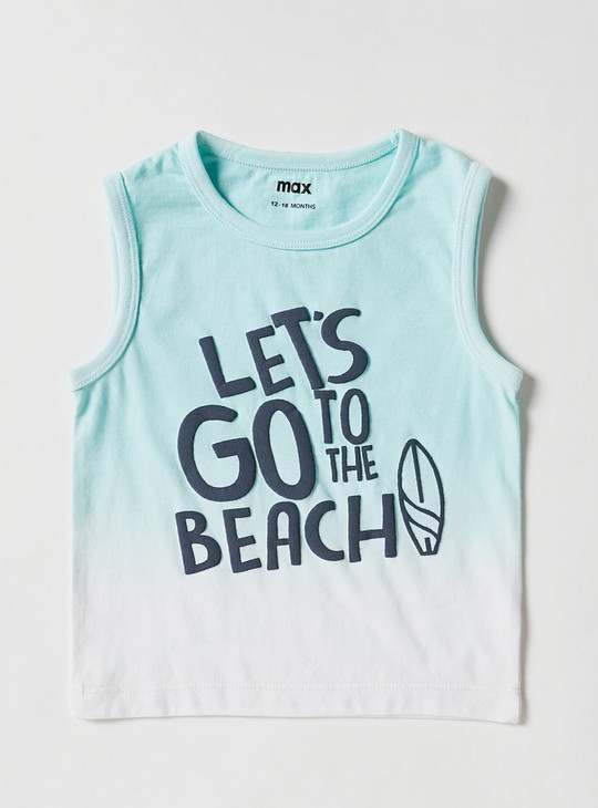 Set of 3 - Printed Sleeveless T-shirt with Crew Neck