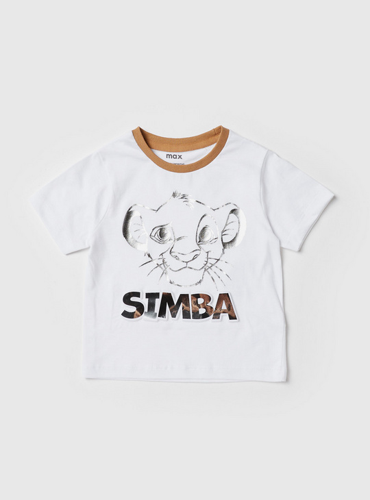 Simba Print Round Neck T-shirt and Shorts Set