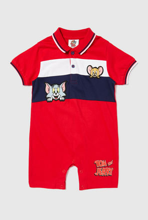Tom and Jerry Print Romper with Short Sleeves