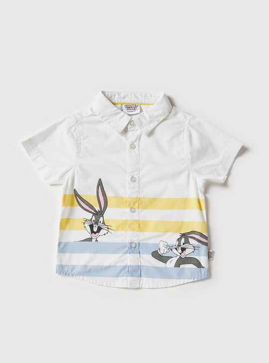 Bugs Bunny Print Short Sleeves Shirt and Shorts Set