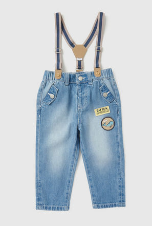 Denim Jeans with Elasticised Waistband and Suspenders