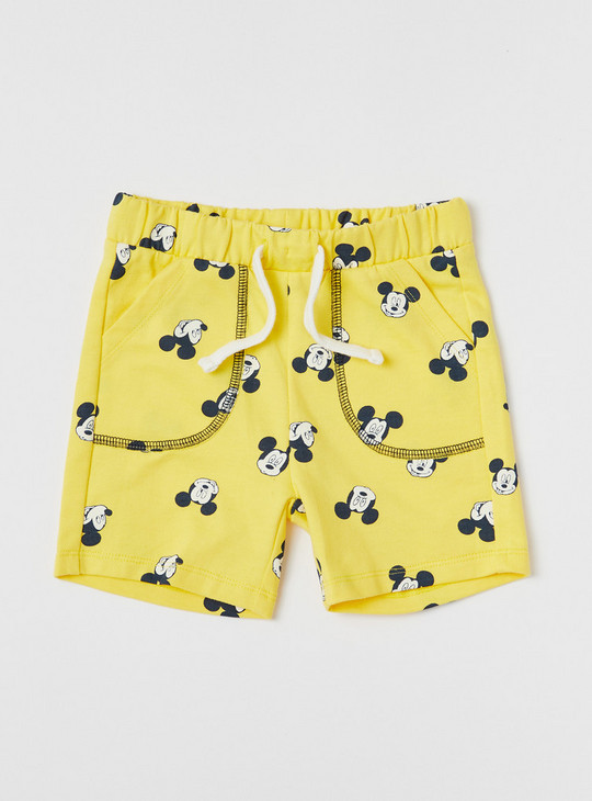 All-Over Mickey Mouse Print Hooded T-shirt and Shorts Set
