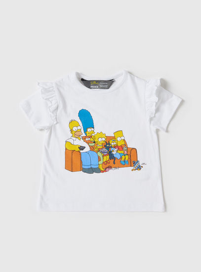 The Simpsons Print T-shirt with Round Neck and Short Sleeves