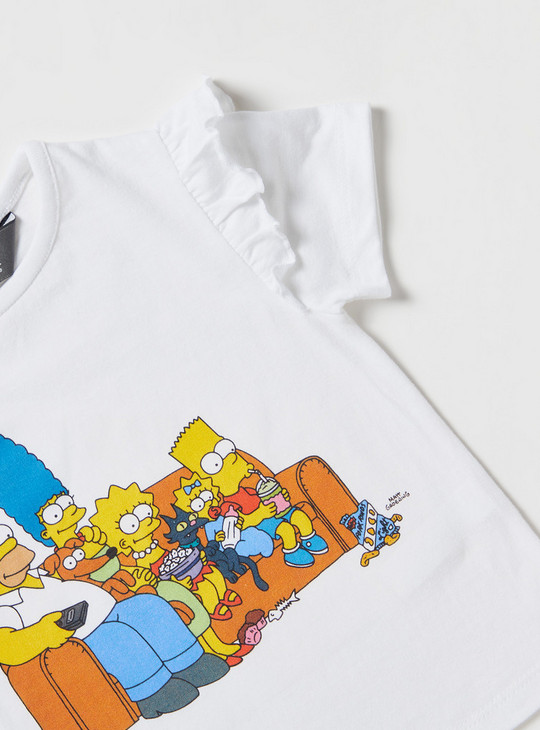 The Simpsons Print T-shirt with Round Neck and Short Sleeves