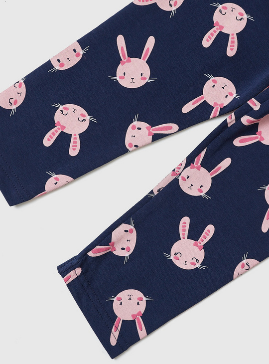 Bunny Print BCI Cotton Leggings with Elasticated Waistband