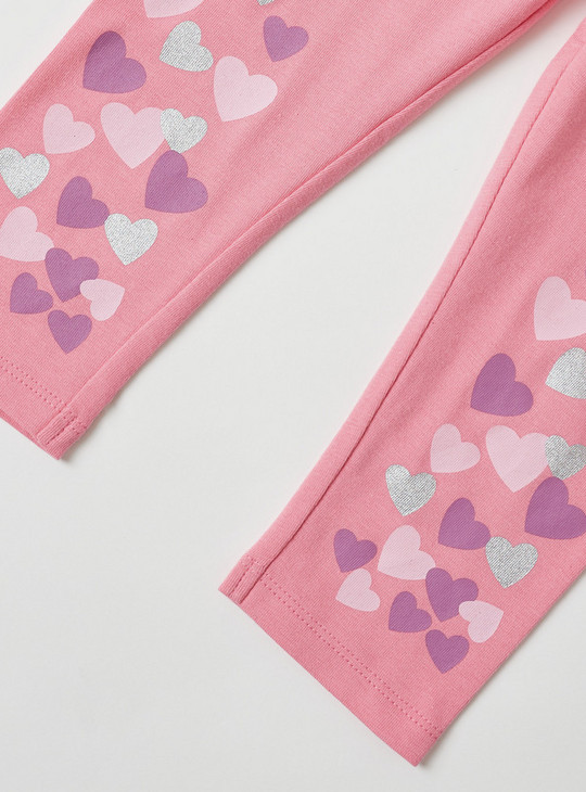Heart Print BCI Cotton Leggings with Elasticated Waistband