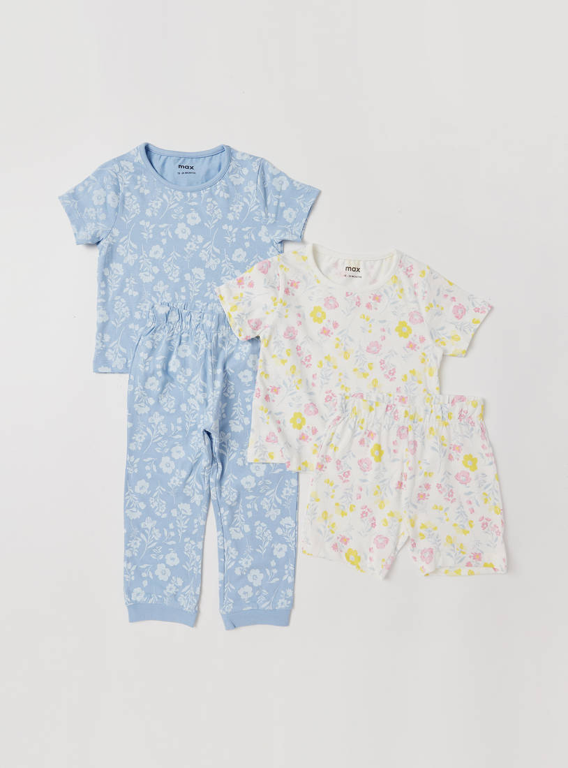 Floral Print 4-Piece Nightwear Set-Pyjama Sets-image-0