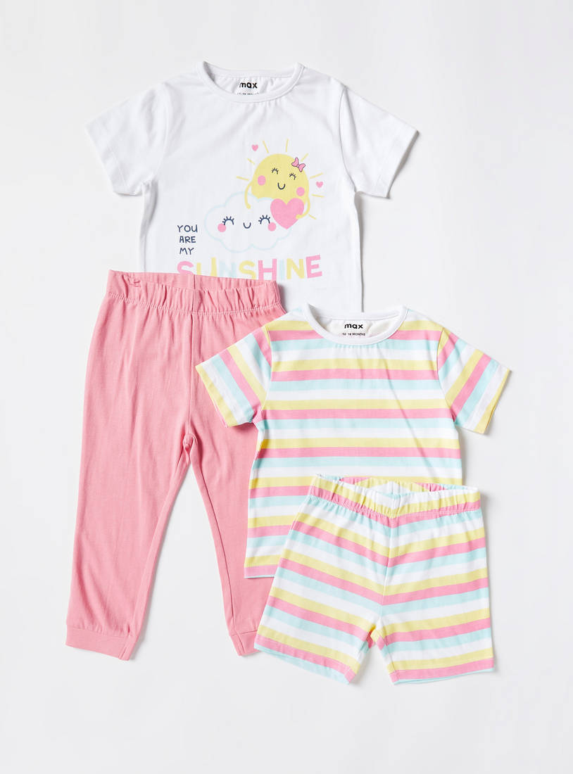 Printed 4-Piece Nightwear Set-Pyjama Sets-image-0