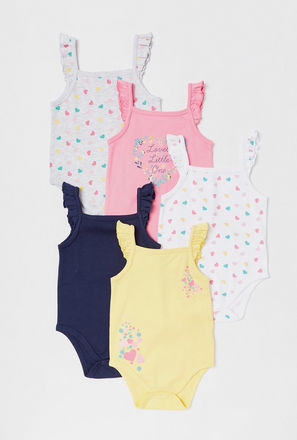 Set of 5 - Assorted Sleeveless Bodysuit with Ruffle Detail